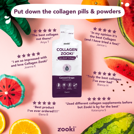 YourZooki Liposomal Collagen Zooki™ (Concord Grape)| YourZooki | 14 (15ml) Sachets (14 Days) (5000MG)